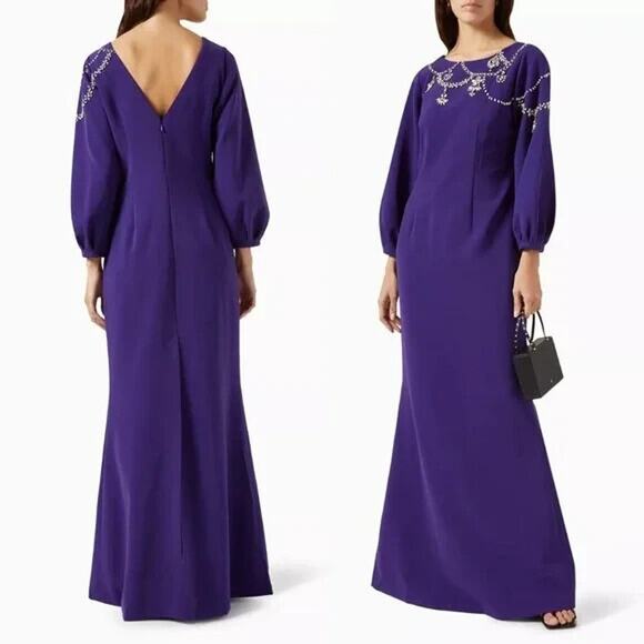 Sachin & Babi Giselle Gown‎ Dress Amethyst Purple Crystal Embellished Size 2 NEW - Picture 1 of 6
